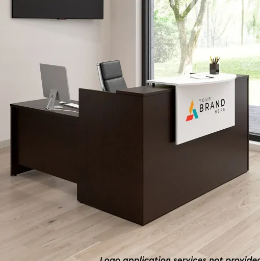 Bush Business Furniture L-Desks<Arrive 72"W L Shaped Reception Desk with Counter, (ARV009MR)