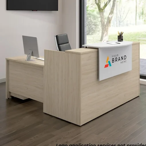 Bush Business Furniture L-Desks<Arrive 72"W L Shaped Reception Desk with Counter and Mobile File Cabinet, (ARV010NE)