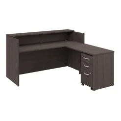 Bush Business Furniture L-Desks<Arrive 72"W L Shaped Reception Desk with Shelf and Mobile File Cabinet, (ARV007SG)