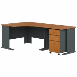 Bush Business Furniture Office Desks<Cubix 48"W Corner Desk with Return and Mobile File Cabinet, (SRA005NCSU)