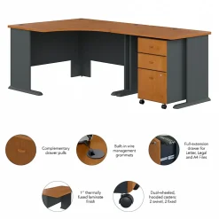 Bush Business Furniture Office Desks<Cubix 48"W Corner Desk with Return and Mobile File Cabinet, (SRA005NCSU)