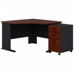 Bush Business Furniture Office Desks<Cubix 48"W Corner Desk with Mobile File Cabinet, (SRA035HCSU)