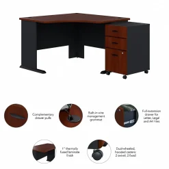 Bush Business Furniture Office Desks<Cubix 48"W Corner Desk with Mobile File Cabinet, (SRA035HCSU)