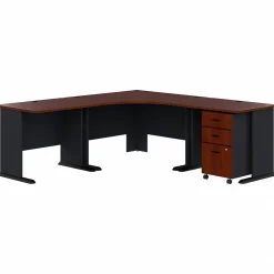 Bush Business Furniture Office Desks<Cubix 84"W Corner Desk with Mobile File Cabinet, (SRA041HCSU)