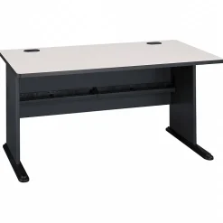 Bush Business Furniture Computer Desks<Cubix 60"W Desk, Slate/White Spectrum (WC8460A)