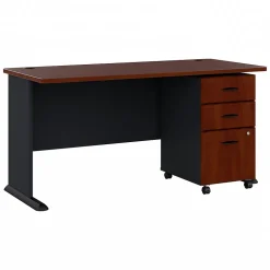 Bush Business Furniture Computer Desks<Cubix 60W Desk with Mobile File Cabinet, (SRA003HCSU)