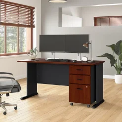 Bush Business Furniture Computer Desks<Cubix 60W Desk with Mobile File Cabinet, (SRA003HCSU)