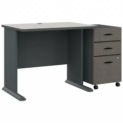 Bush Business Furniture Computer Desks<Cubix 36W Desk with Mobile File Cabinet, (SRA024SLSU)