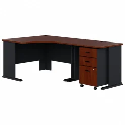 Bush Business Furniture Computer Desks<Cubix 48"W Corner Desk with Return and Mobile File Cabinet, (SRA005HCSU)