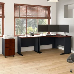 Bush Business Furniture Computer Desks<Cubix 48"W Corner Desk with Return and Mobile File Cabinet, (SRA005HCSU)