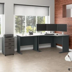 Bush Business Furniture Computer Desks<Cubix 48"W Corner Desk with Return and Mobile File Cabinet, (SRA005SLSU)
