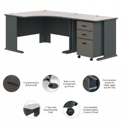 Bush Business Furniture Computer Desks<Cubix 48"W Corner Desk with Return and Mobile File Cabinet, (SRA005SLSU)