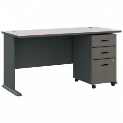 Bush Business Furniture Computer Desks<Cubix 60W Desk with Mobile File Cabinet, (SRA003SLSU)