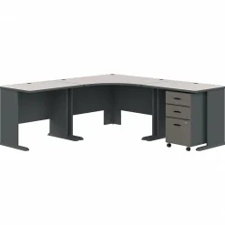 Bush Business Furniture Corner Desks<Cubix 84"W Corner Desk with Mobile File Cabinet, (SRA041SLSU)