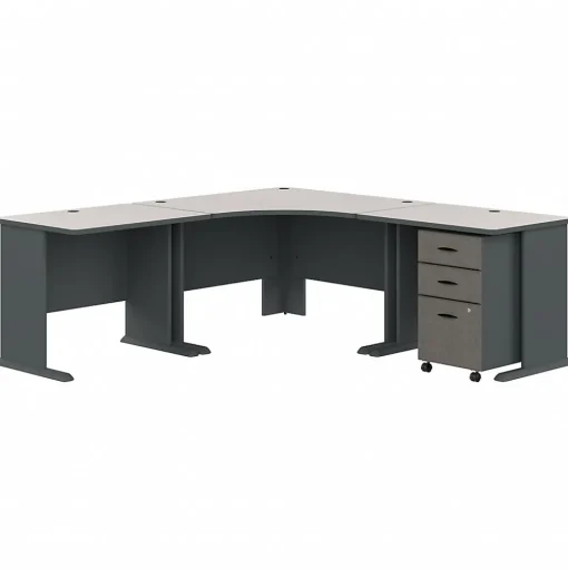 Bush Business Furniture Corner Desks<Cubix 84"W Corner Desk with Mobile File Cabinet, (SRA041SLSU)