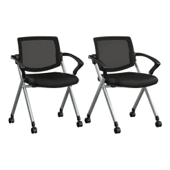 Bush Business Furniture Folding & Stacking<Envision Mesh Folding Chairs with Arms, Black, 2/Set (CH4001BLF-03)