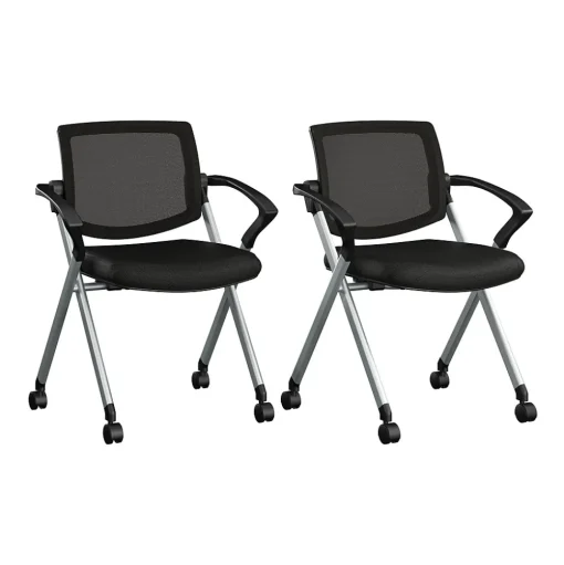 Bush Business Furniture Folding & Stacking<Envision Mesh Folding Chairs with Arms, Black, 2/Set (CH4001BLF-03)