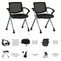 Bush Business Furniture Folding & Stacking<Envision Mesh Folding Chairs with Arms, Black, 2/Set (CH4001BLF-03)