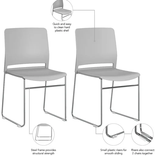 Bush Business Furniture Folding & Stacking<Envision Stackable Chairs, Gray, 2/Set (CH4003LGP-03)