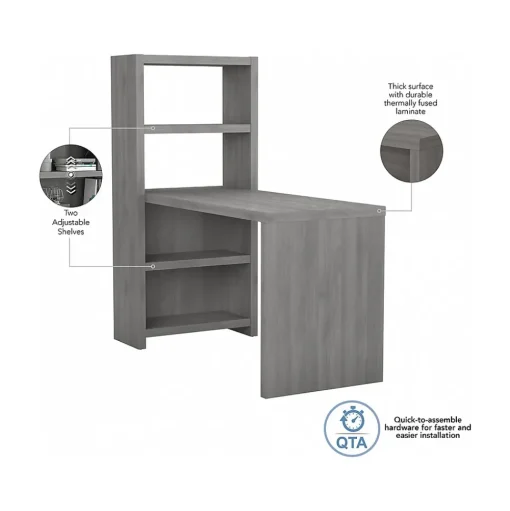 Bush Business Furniture Office Desks<Echo 56W Bookcase Desk, Modern Gray (KI60407-03)