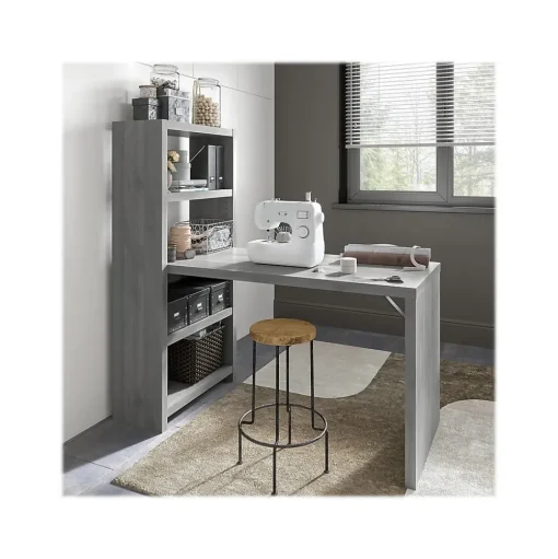 Bush Business Furniture Office Desks<Echo 56W Bookcase Desk, Modern Gray (KI60407-03)