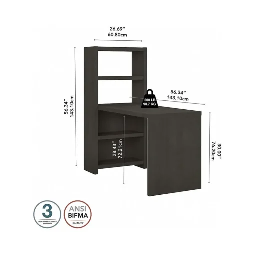 Bush Business Furniture Office Desks<Echo 56W Bookcase Desk, Charcoal Maple (KI60307-03)