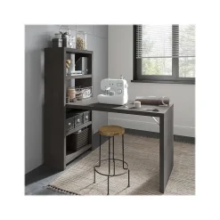 Bush Business Furniture Office Desks<Echo 56W Bookcase Desk, Charcoal Maple (KI60307-03)