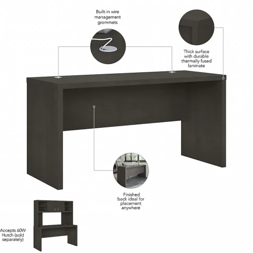 Bush Business Furniture Office Desks<Echo 60"W Credenza Desk, Charcoal Maple (KI60306-03)