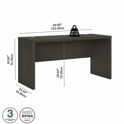 Bush Business Furniture Office Desks<Echo 60"W Credenza Desk, Charcoal Maple (KI60306-03)