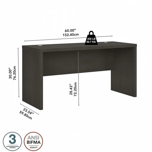 Bush Business Furniture Office Desks<Echo 60"W Credenza Desk, Charcoal Maple (KI60306-03)