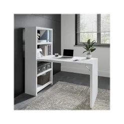 Bush Business Furniture Office Desks<Echo 56W Bookcase Desk, Pure White/Modern Gray (KI60507-03)