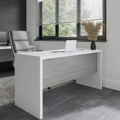 Bush Business Furniture Office Desks<Echo 60"W Credenza Desk, Pure White/Modern Gray (KI60506-03)