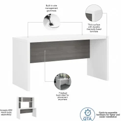 Bush Business Furniture Office Desks<Echo 60"W Credenza Desk, Pure White/Modern Gray (KI60506-03)