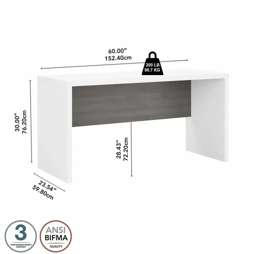 Bush Business Furniture Office Desks<Echo 60"W Credenza Desk, Pure White/Modern Gray (KI60506-03)