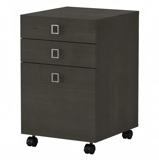 Bush Business Furniture File Cabinets<Echo 3 Drawer Mobile File Cabinet, Charcoal Maple (KI60301-03)