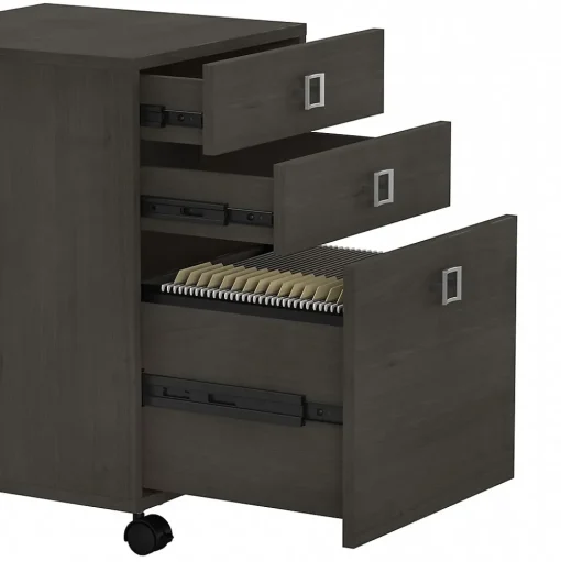 Bush Business Furniture File Cabinets<Echo 3 Drawer Mobile File Cabinet, Charcoal Maple (KI60301-03)