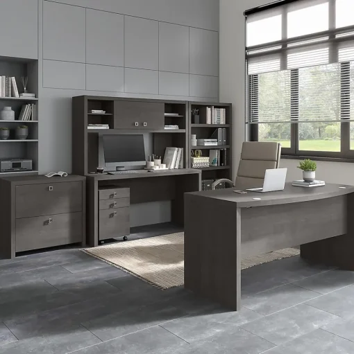 Bush Business Furniture File Cabinets<Echo 3 Drawer Mobile File Cabinet, Charcoal Maple (KI60301-03)