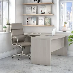 Bush Business Furniture L-Desks<Echo 60"W L Shaped Bow Front Desk, Gray Sand (ECH025GS)