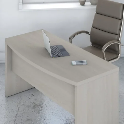Bush Business Furniture L-Desks<Echo 60"W L Shaped Bow Front Desk, Gray Sand (ECH025GS)