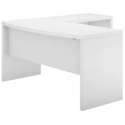 Bush Business Furniture L-Desks<Echo 60"W L Shaped Bow Front Desk, Pure White (ECH025PW)