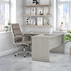 Bush Business Furniture L-Desks<Echo 60"W L Shaped Desk, Gray Sand (ECH026GS)
