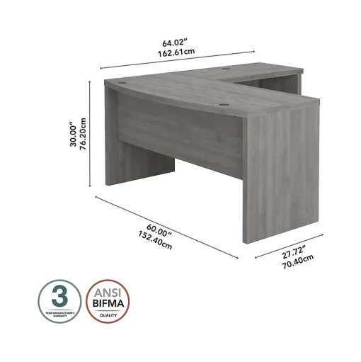 Bush Business Furniture L-Desks<Echo 60"W L Shaped Bow Front Desk, Modern Gray (ECH025MG)