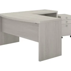Bush Business Furniture L-Desks<Echo 60"W L Shaped Bow Front Desk with Mobile File Cabinet, Gray Sand (ECH007GS)
