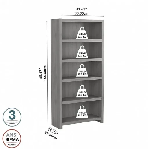 Bush Business Furniture Bookcases<Echo 5 Shelf Bookcase, Modern Gray (KI60404-03)