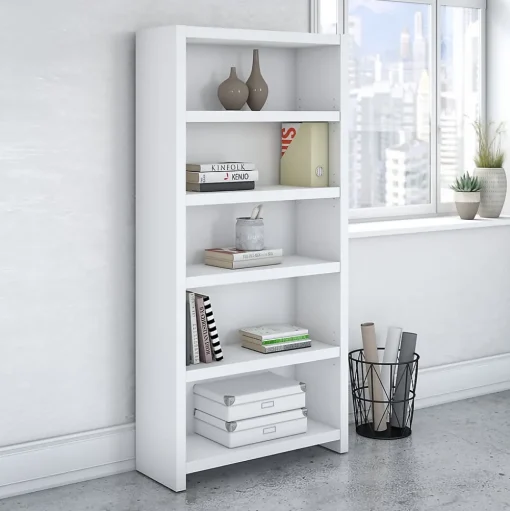 Bush Business Furniture Bookcases<Echo 5 Shelf Bookcase, Pure White (KI60104-03)