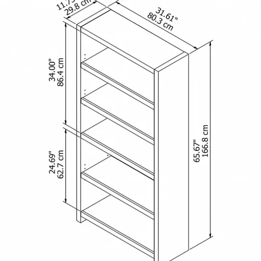 Bush Business Furniture Bookcases<Echo 5 Shelf Bookcase, Pure White (KI60104-03)