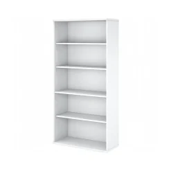 Bush Business Furniture Bookcases<Easy Office 72.79" 5-Shelf Bookcase with Adjustable Shelves, White Laminated Wood (EO105WH)