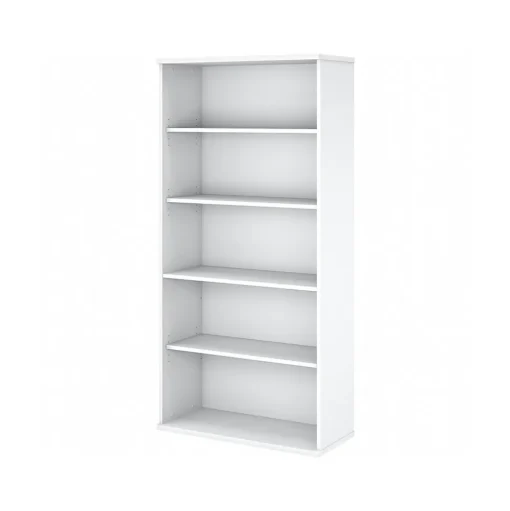 Bush Business Furniture Bookcases<Easy Office 72.79" 5-Shelf Bookcase with Adjustable Shelves, White Laminated Wood (EO105WH)