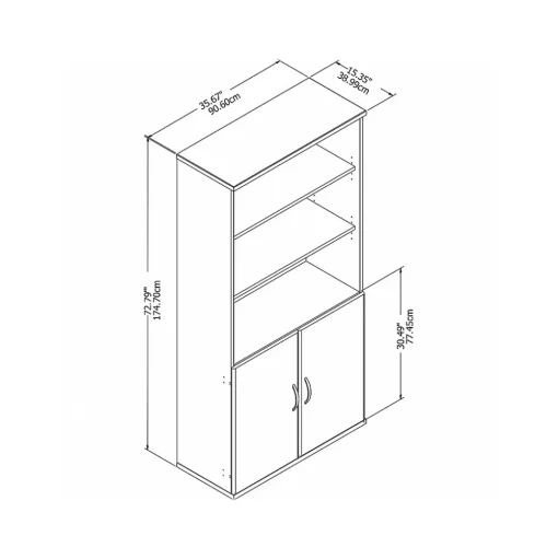Bush Business Furniture Bookcases<Easy Office 72.79" 5-Shelf Bookcase with Doors, White Laminated Wood (EO106WH)