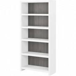 Bush Business Furniture Bookcases<Echo 5 Shelf Bookcase, Pure White/Modern Gray (KI60504-03)